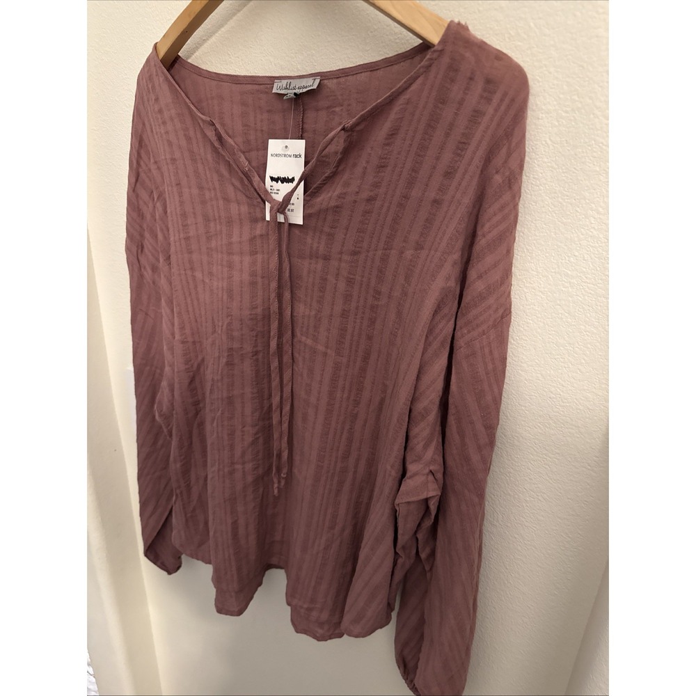 Wish list apparel purple shirt medium,‎ large, long sleeve, striped bohemian $42 - Picture 3 of 6